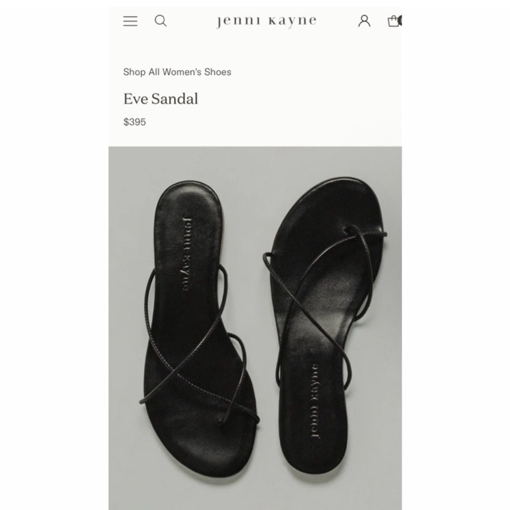NWOB Jenni Kayne Eve Black Leather Flat Sandals Size 9 / 39